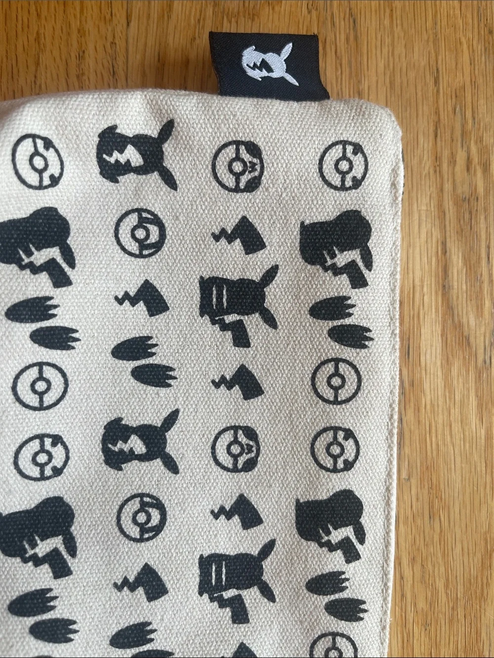Pikachu Pattern Canvas Pouch - Beige and Black